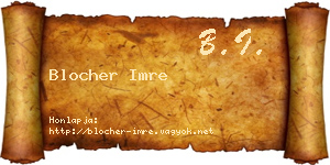 Blocher Imre névjegykártya